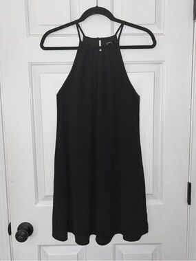TCEC Black Halter Pleated Mini Swing Lightweight Dress Size S